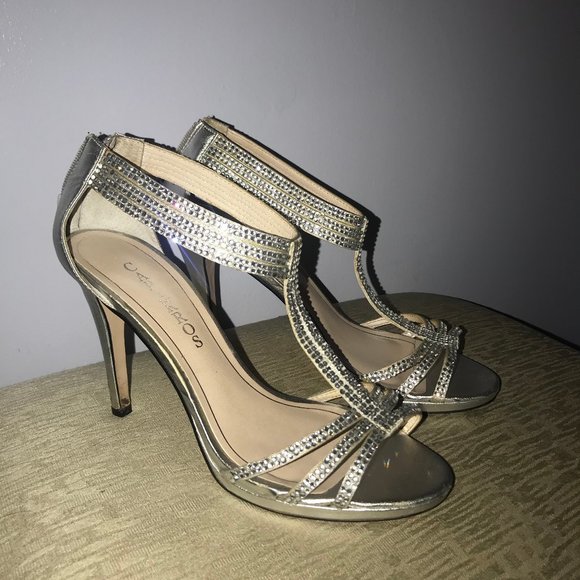 Caparros Silver Rhinestone Heels - Picture 2 of 5